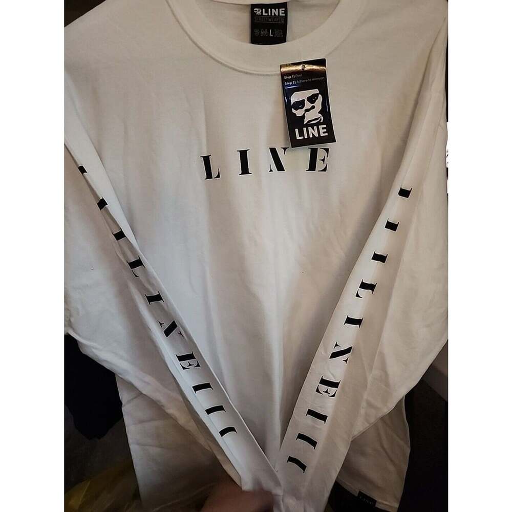 Line Graphic Logo Tee Shirt, White Pure, Sz L NWT CR3 Excellent Streetwear